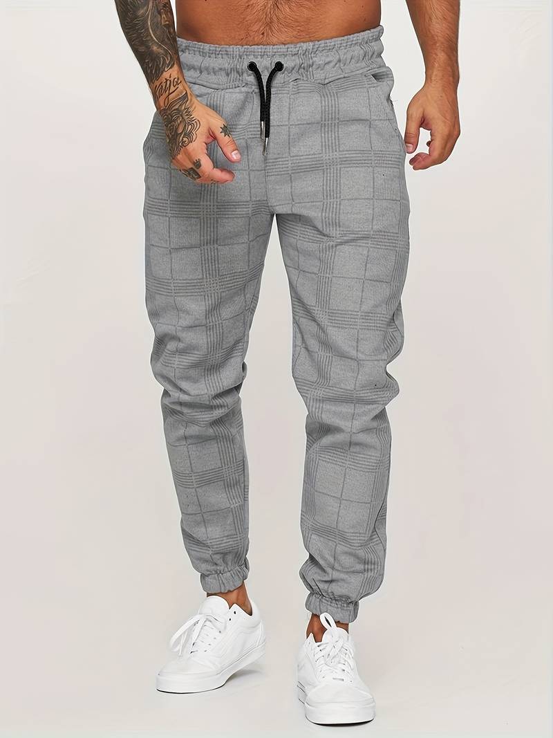 Stylish Men's Plaid Joggers Modern | Comfortable Drawstring Casual Pants