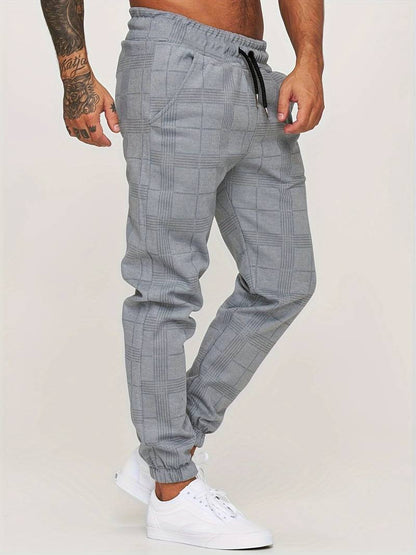 Stylish Men's Plaid Joggers Modern | Comfortable Drawstring Casual Pants