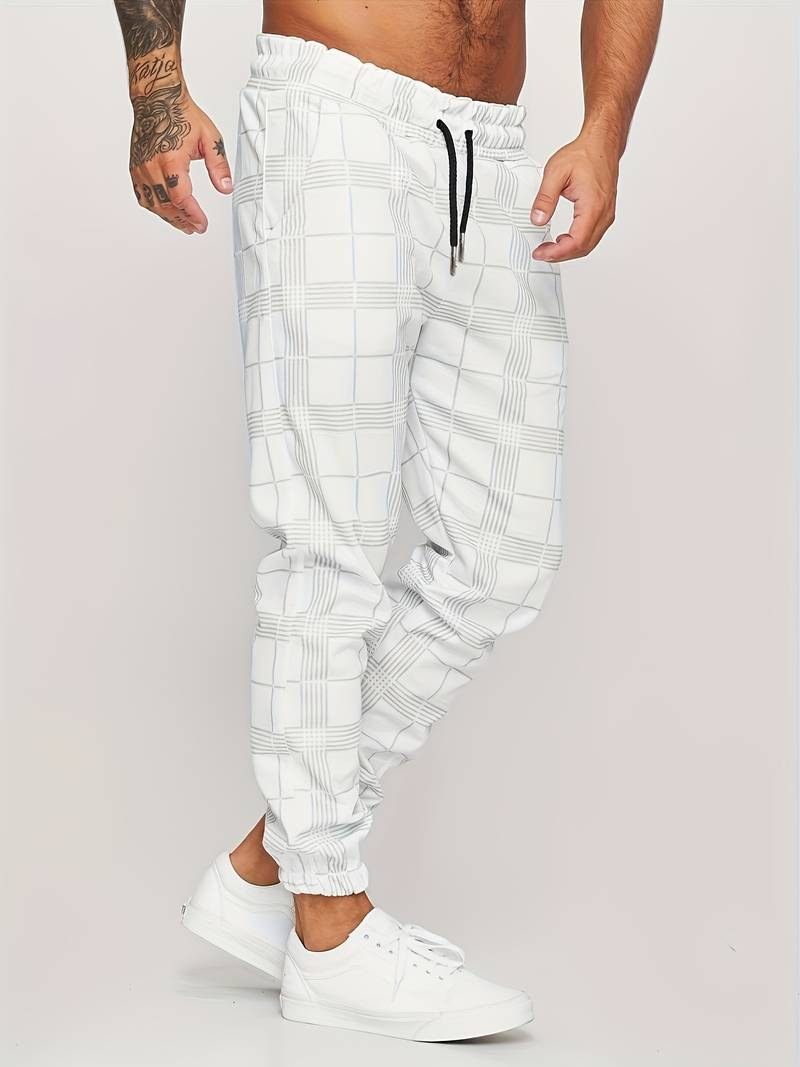 Stylish Men's Plaid Joggers Modern | Comfortable Drawstring Casual Pants