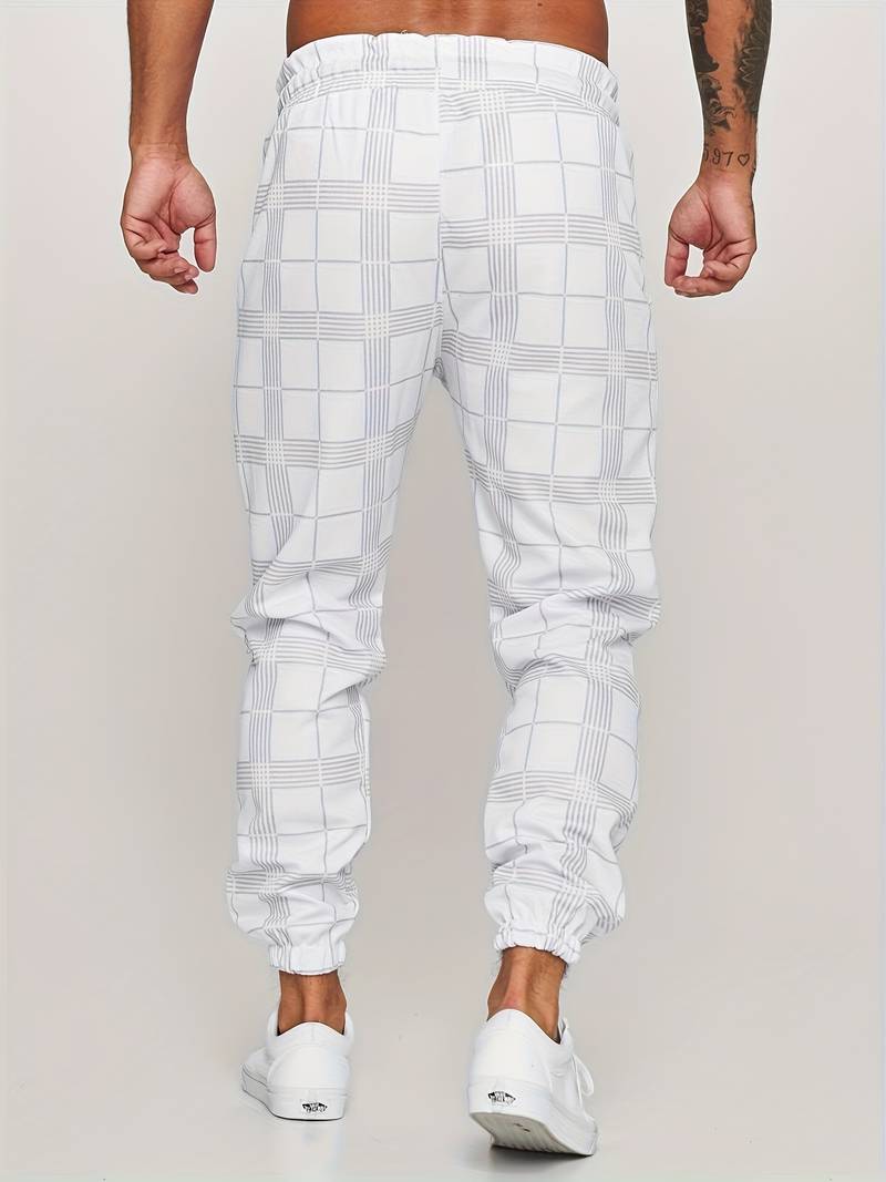 Stylish Men's Plaid Joggers Modern | Comfortable Drawstring Casual Pants